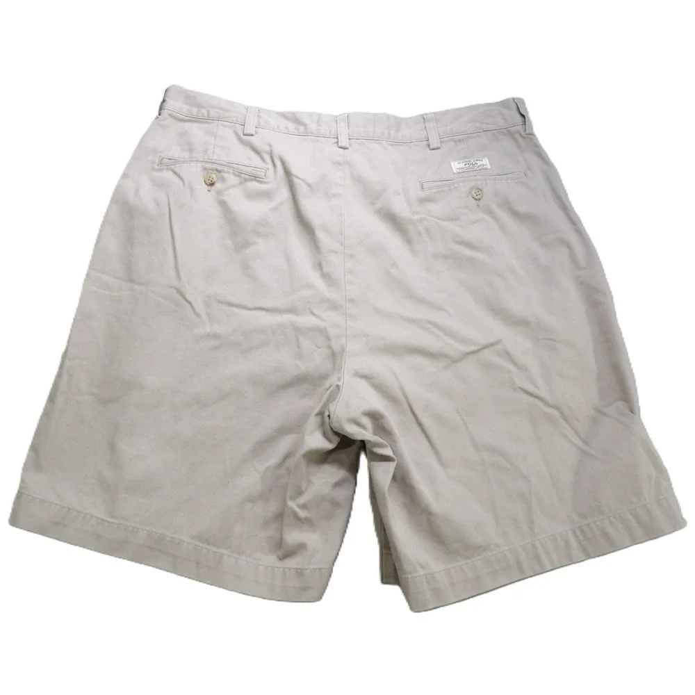 VTG Polo Ralph Lauren Tyler Shorts Men 38in Tan Classic Chino Pleated Cotton 90s